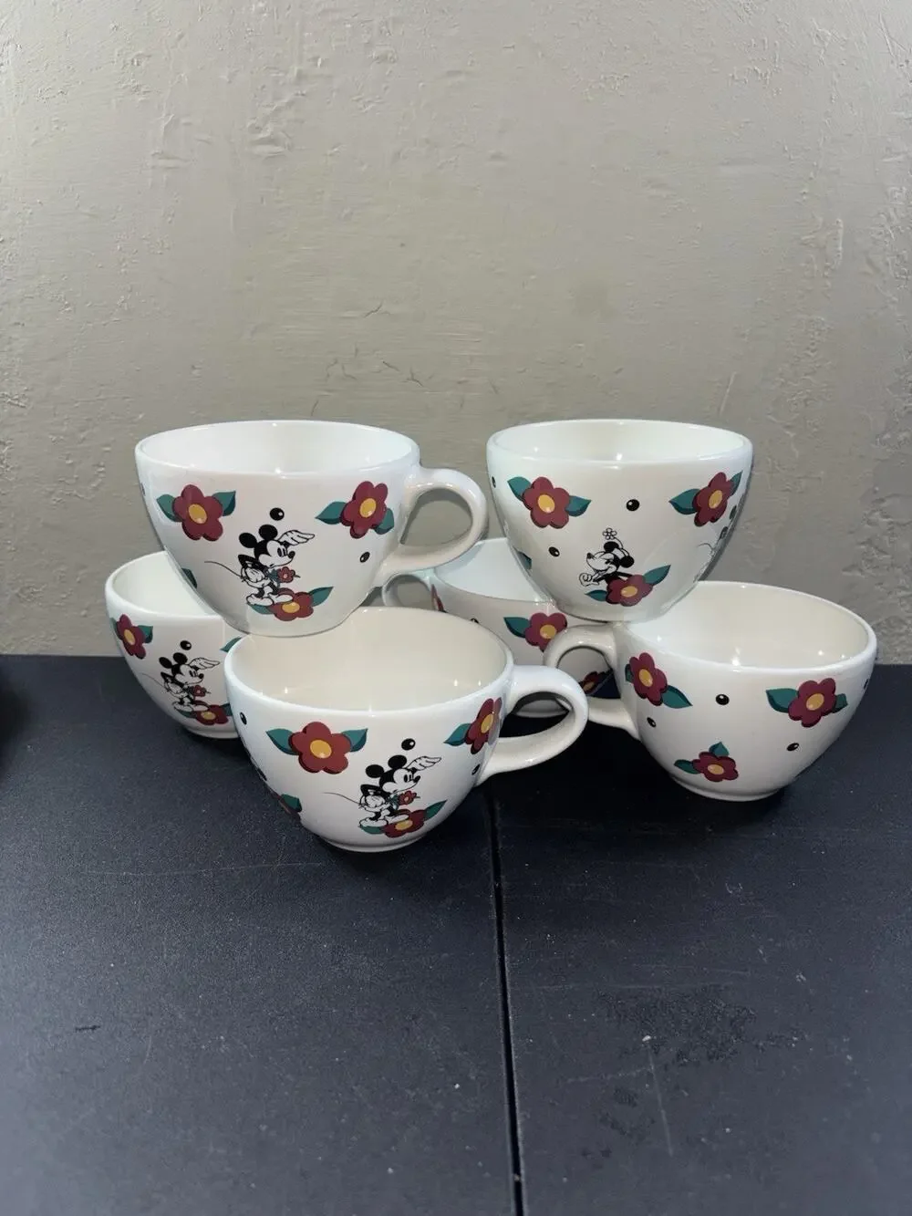 6 Vtg Disney PFALTZGRAFF MICKEY MOUSE Coffee Tea Mugs Cups RARE